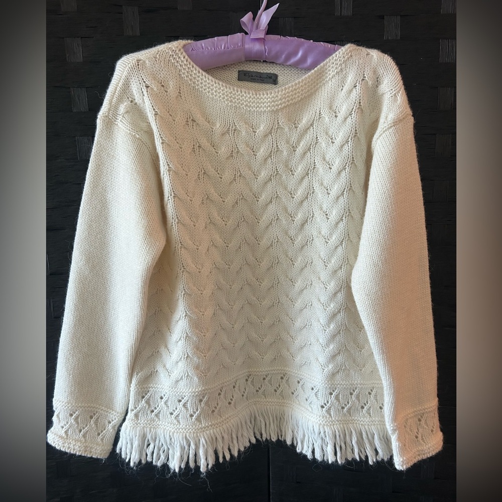 Elsamanda Italy cable-knit sweater with fringe hem